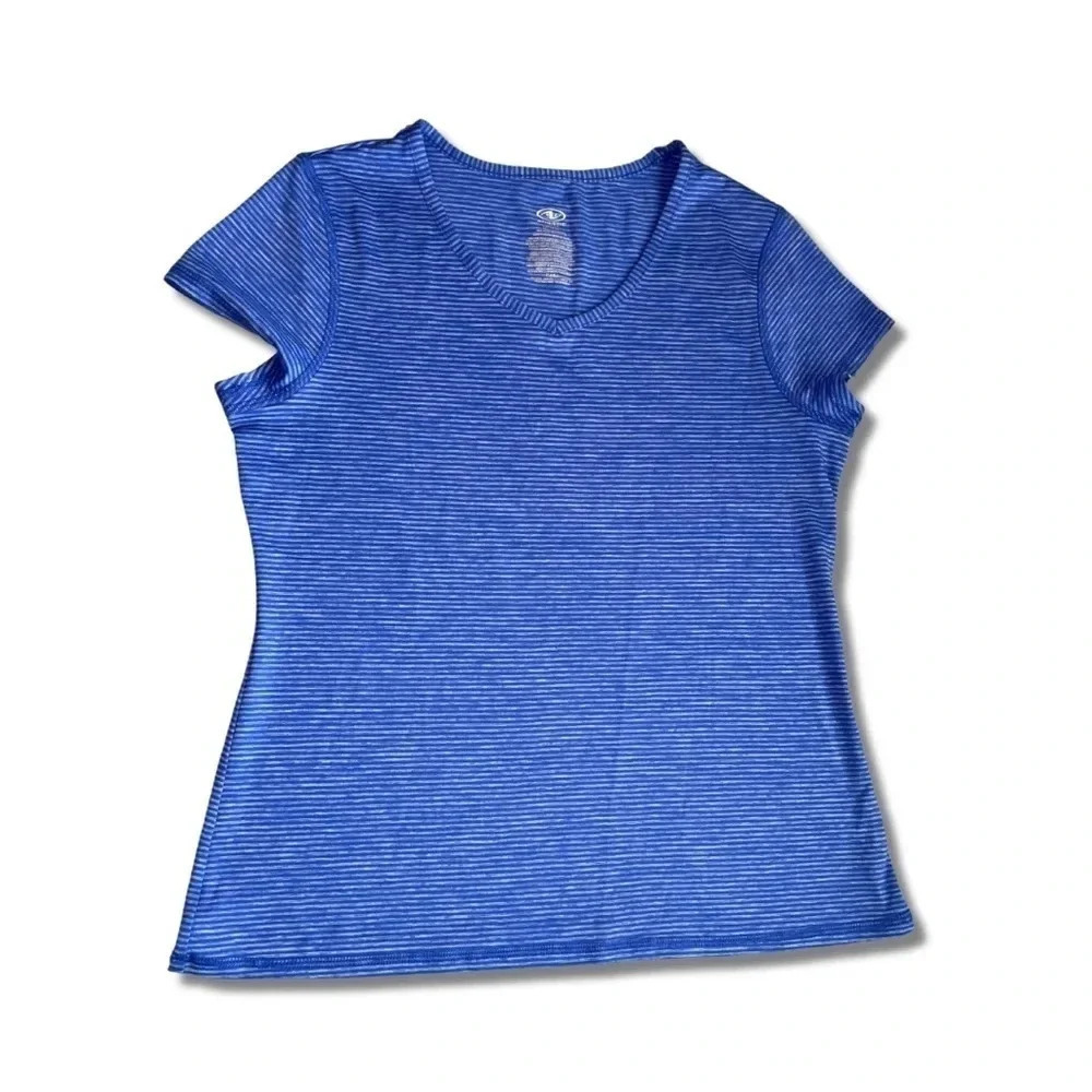 Athletic Works Women's Blue Active Stripe T-Shirt - Size Large